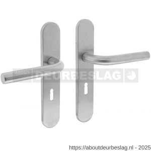 Intersteel Living 1296 deurkruk Recht op schild verdekt ovaal 219x40 mm met nokken sleutelgat 56 mm RVS EN 1906/4 - R26005666 - afbeelding 1