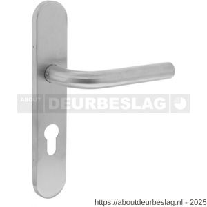 Intersteel 1296 deurkruk gatdeel rechts Recht op schild verdekt ovaal 219x40 mm met nokken profielcilindergat 72 mm RVS EN 1906/4 - R26005671 - afbeelding 1