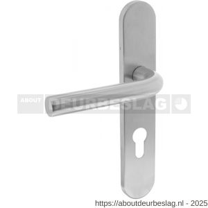 Intersteel 1296 deurkruk gatdeel links Recht op schild verdekt ovaal 219x40 mm met nokken profielcilindergat 72 mm RVS EN 1906/4 - R26008507 - afbeelding 1