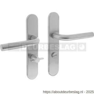Intersteel Essentials 1296 deurkruk Recht op schild verdekt ovaal 219x40 mm met nokken WC 63/8 mm RVS EN 1906/4 - R26011144 - afbeelding 1