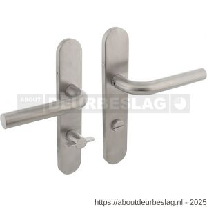 Intersteel 1296 deurkruk Recht op schild verdekt ovaal 219x40 mm met nokken WC 72/8 mm RVS EN 1906/4 - R26011203 - afbeelding 1