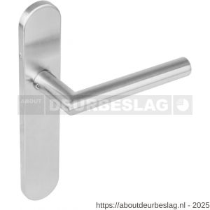 Intersteel 1297 deurkruk gatdeel links Jura op schild verdekt ovaal 219x40 mm met nokken blind RVS EN 1906/4 - R26005676 - afbeelding 1