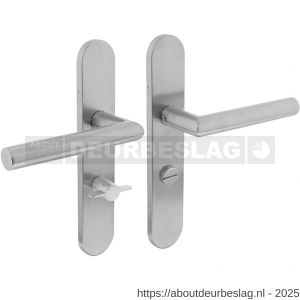 Intersteel Essentials 1297 deurkruk Jura op schild verdekt ovaal 219x40 mm met nokken WC 63/8 mm RVS EN 1906/4 - R26011145 - afbeelding 1
