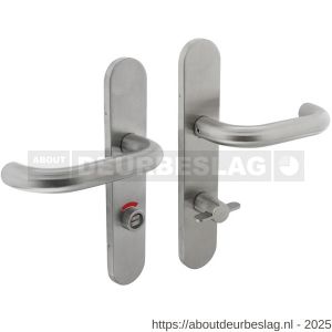 Intersteel 1298 deurkruk Rond op schild verdekt ovaal 219x40 mm met nokken WC 72/8 mm stiftbediening RVS EN 1906/4 - R26008512 - afbeelding 1