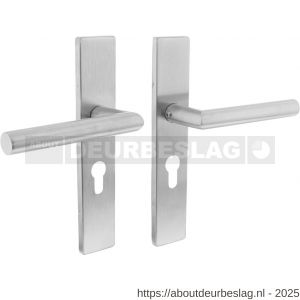 Intersteel Essentials 1307 deurkruk Jura op schild verdekt rechthoekig 219x40 mm met nokken profielcilindergat 55 mm RVS EN 1906/4 - R26005702 - afbeelding 1