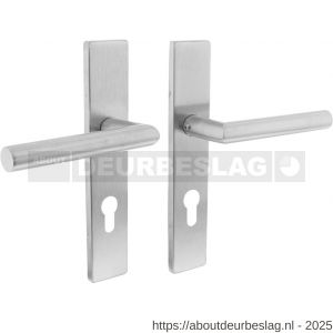 Intersteel Essentials 1307 deurkruk Jura op schild verdekt rechthoekig 219x40 mm met nokken profielcilindergat 72 mm RVS EN 1906/4 - R26005703 - afbeelding 1
