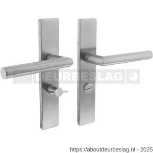 Intersteel 1307 deurkruk Jura op schild verdekt rechthoekig 219x40 mm met nokken WC 55/8 mm RVS EN 1906/4 - R26011207 - afbeelding 1