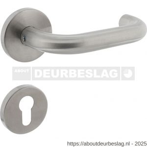 Intersteel 1315 deurkruk Rond op rozet verdekt diameter 55x8 mm met nokken en cilinderrozetten RVS - R26008517 - afbeelding 1