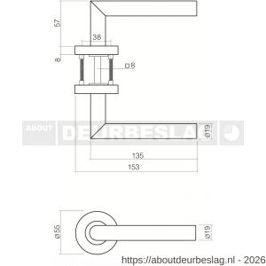 Intersteel 1317 deurkruk Jura op rozet verdekt diameter 55x8 mm met nokken en sleutelrozetten RVS - R26005715 - afbeelding 2