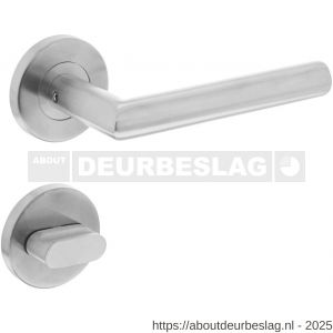 Intersteel 1317 deurkruk Jura op rozet verdekt diameter 55x8 mm met nokken en WC-sluiting met stift 8x8 mm RVS - R26005718 - afbeelding 1