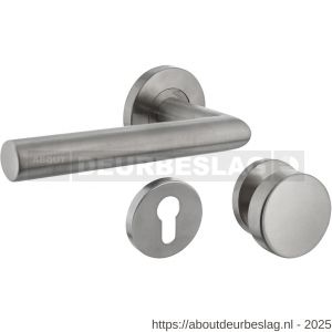 Intersteel 1317 knop-kruk garnituur links Jura op rozet verdekt diameter 55x8 mm met nokken en cilinderrozetten RVS - R26005723 - afbeelding 1
