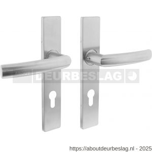 Intersteel Essentials 1327 deurkruk Blok op schild verdekt rechthoekig 219x40 mm met nokken profielcilindergat 72 mm RVS EN 1906/4 - R26005741 - afbeelding 1