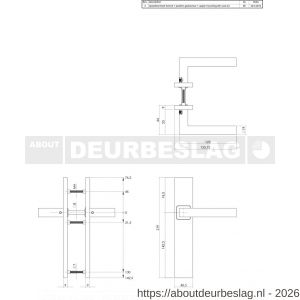 Intersteel Essentials 1337 deurkruk Vierkant op schild verdekt rechthoekig 219x40 mm met nokken blind RVS EN 1906/4 - R26005756 - afbeelding 2