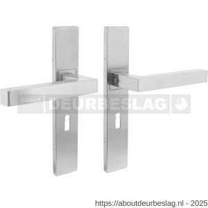 Intersteel Essentials 1337 deurkruk Vierkant op schild verdekt rechthoekig 219x40 mm met nokken sleutelgat 56 mm RVS EN 1906/4 - R26005759 - afbeelding 1