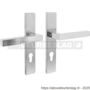 Intersteel Essentials 1337 deurkruk Vierkant op schild verdekt rechthoekig 219x40 mm met nokken profielcilindergat 72 mm RVS EN 1906/4 - R26005761 - afbeelding 1