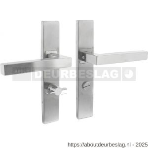 Intersteel Essentials 1337 deurkruk Vierkant op schild verdekt rechthoekig 219x40 mm met nokken WC 63/8 mm RVS EN 1906/4 - R26011147 - afbeelding 1