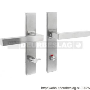 Intersteel 1337 deurkruk Vierkant op schild verdekt rechthoekig 219x40 mm met nokken WC 72/8 mm RVS EN 1906/4 - R26005763 - afbeelding 1