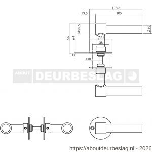Intersteel Living 1670 deurkruk L/L recht met rozet diameter 50x2 mm RVS - R26007347 - afbeelding 2