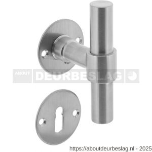 Intersteel 1671 deurkruk L/T recht met rozet diameter 50x2 mm en sleutelrozetten RVS - R26010686 - afbeelding 1