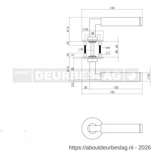 Intersteel Essentials 1839 deurkruk Baustil op rozet verdekt met magneet diameter 55x3 mm met nokken RVS - R26007494 - afbeelding 2