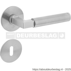 Intersteel 1839 deurkruk Baustil op rozet verdekt met magneet diameter 55x3 mm met nokken en sleutelrozetten RVS - R26008527 - afbeelding 1