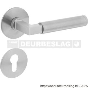 Intersteel 1839 deurkruk Baustil op rozet verdekt met magneet diameter 55x3 mm met nokken en cilinderrozetten RVS - R26008528 - afbeelding 1
