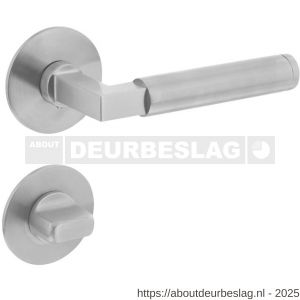 Intersteel 1839 deurkruk Baustil op rozet verdekt met magneet diameter 55x3 mm met nokken en WC-sluiting met stift 8x8 mm RVS - R26008531 - afbeelding 1