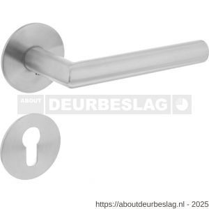 Intersteel 1840 deurkruk Jura op rozet verdekt met magneet diameter 55x3 mm met nokken en cilinderrozetten RVS - R26007060 - afbeelding 1