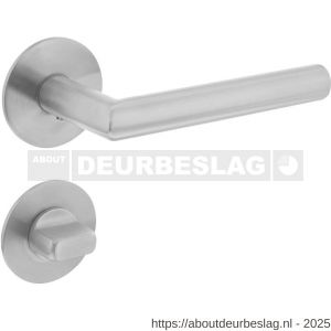 Intersteel 1840 deurkruk Jura op rozet verdekt met magneet diameter 55x3 mm met nokken en WC-sluiting met stift 8x8 mm RVS - R26007061 - afbeelding 1