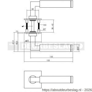Intersteel Essentials 1849 deurkruk Baustil op rozet verdekt met magneet 55x55x3 mm met nokken RVS - R26007495 - afbeelding 2