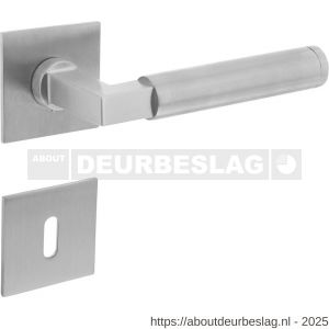Intersteel 1849 deurkruk Baustil op rozet verdekt met magneet 55x55x3 mm met nokken en sleutelrozetten RVS - R26008534 - afbeelding 1