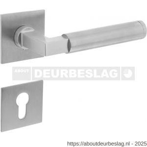 Intersteel 1849 deurkruk Baustil op rozet verdekt met magneet 55x55x3 mm met nokken en cilinderrozetten RVS - R26008535 - afbeelding 1