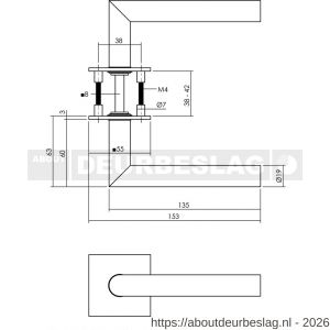 Intersteel Essentials 1850 deurkruk Jura op rozet verdekt met magneet 55x55x3 mm met nokken RVS - R26007497 - afbeelding 2
