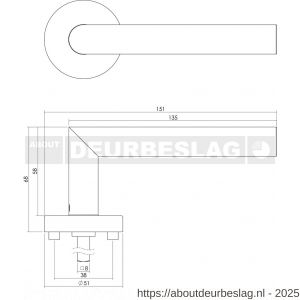Intersteel 1951 deurkruk Jura met rozet verdekt ATP diameter 51x10 mm met nokken en WC-sluiting met stift 8x8 mm RVS - R26005808 - afbeelding 2