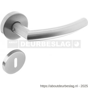 Intersteel 1953 deurkruk Half rond-90 graden met rozet verdekt ATP diameter 51x10 mm met nokken en sleutelrozetten RVS - R26005815 - afbeelding 1