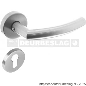Intersteel 1953 deurkruk Half rond-90 graden met rozet verdekt ATP diameter 51x10 mm met nokken en cilinderrozetten RVS - R26005816 - afbeelding 1