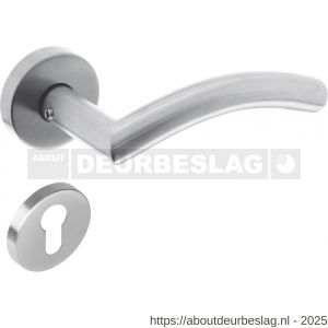 Intersteel 1954 deurkruk Lisa-90 graden met rozet verdekt ATP diameter 51x10 mm met nokken en cilinderrozetten RVS - R26005821 - afbeelding 1