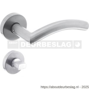 Intersteel 1954 deurkruk Lisa-90 graden met rozet verdekt ATP diameter 51x10 mm met nokken en WC-sluiting met stift 8x8 mm RVS - R26005825 - afbeelding 1