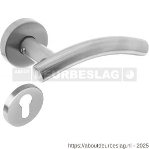 Intersteel 1955 deurkruk Gebogen met rozet verdekt ATP diameter 51x10 mm met nokken en cilinderrozetten RVS - R26005827 - afbeelding 1