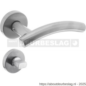 Intersteel 1955 deurkruk Gebogen met rozet verdekt ATP diameter 51x10 mm met nokken en WC-sluiting met stift 8x8 mm RVS - R26005831 - afbeelding 1