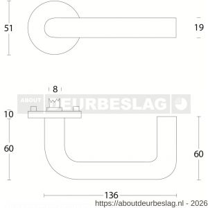 Intersteel Living 1956 deurkruk Rond met rozet verdekt ATP diameter 51x10 mm met nokken RVS - R26007069 - afbeelding 2