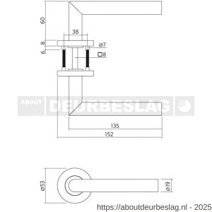 Intersteel 1961 deurkruk Niesen op rozet verdekt diameter 53x8 mm met nokken RVS - R26010460 - afbeelding 2