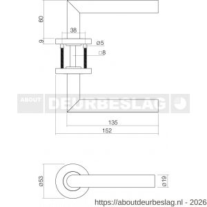 Intersteel Essentials 2100 deurkrukset bestaand uit toiletslot voorplaat RVS met toilet- en deurkrukgarnituur Hoek 90 graden op rozet RVS - R26010039 - afbeelding 2