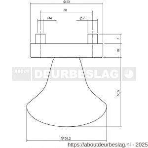Intersteel 2165 knop Paddenstoel vast op rozet 10 mm met nokken RVS - R26001004 - afbeelding 2