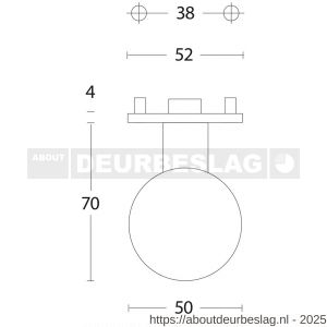 Intersteel 2165 knop bol vast op rozet 4 mm verdekt RVS - R26000997 - afbeelding 2