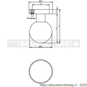 Intersteel 2165 knop bol vast op rozet 10 mm verdekt RVS - R26000998 - afbeelding 2