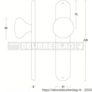 Intersteel Living 2695 knopschild ovaal 220x41x8 mm met vaste knop Paddenstoel blind RVS - R26003330 - afbeelding 2
