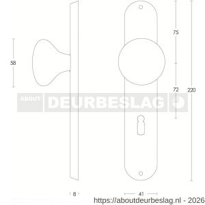 Intersteel 2695 knopschild ovaal 220x41x8 mm met vaste knop Paddenstoel sleutelgat 72 mm RVS - R26003332 - afbeelding 2