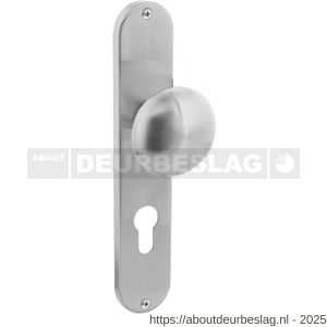Intersteel 2695 knopschild ovaal 220x41x8 mm met vaste knop Paddenstoel sleutelgat 72 mm RVS - R26003332 - afbeelding 1