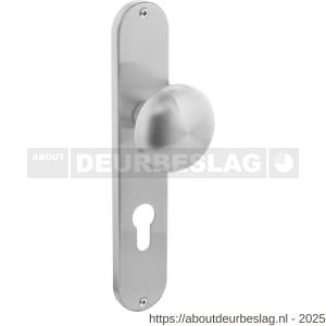 Intersteel 2695 knopschild ovaal 220x41x8 mm met vaste knop Paddenstoel profielcilindergat 72 mm RVS - R26003334 - afbeelding 1